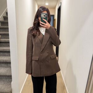 Meshki Tailored Brown‎ Double-Breasted Blazer M
